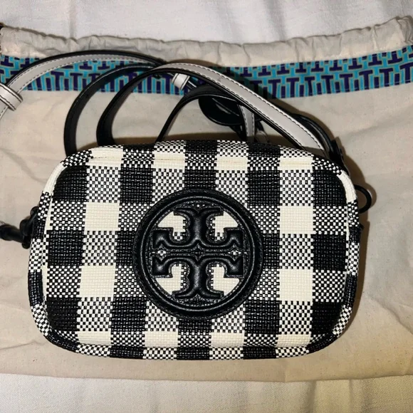 Tory Burch Black and Cream Checkered Crossbody Bag - Picture 3 of 7